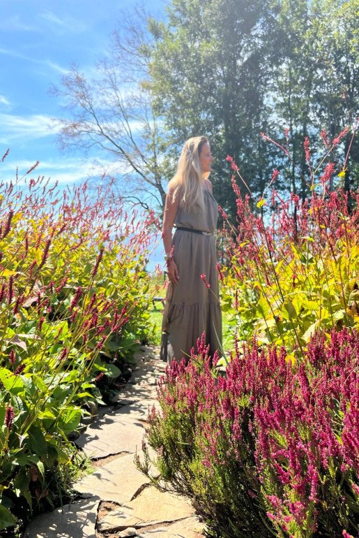 GARDEN IN BLOOM - paths lined with wildflowers. Immersed in tall, sunlit blooms